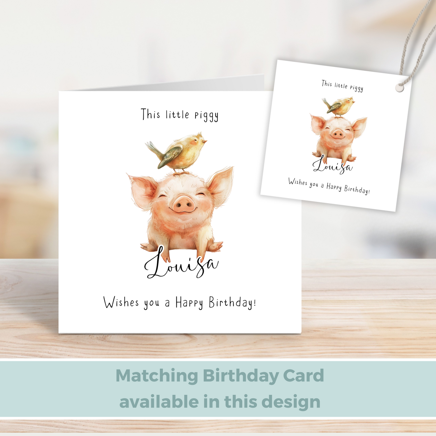 Editable Pig Birthday Gift Tag
