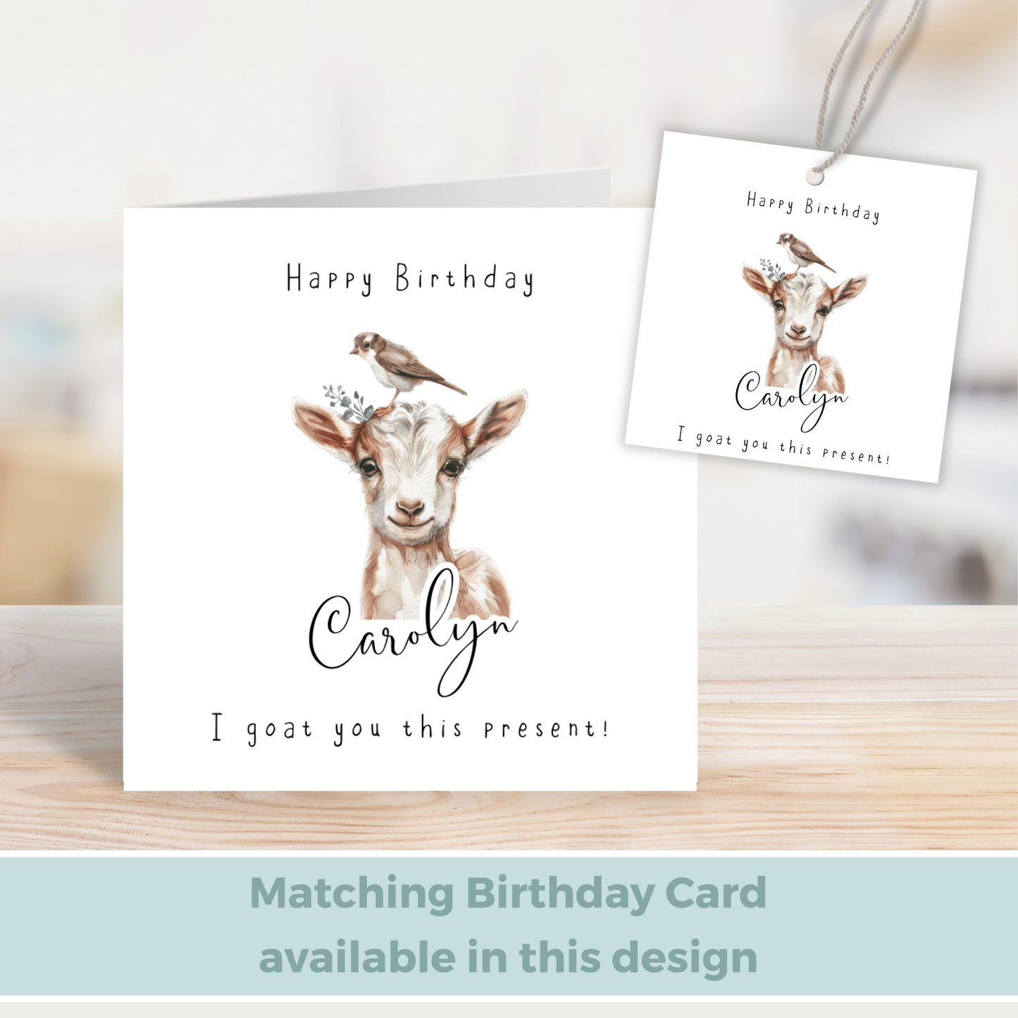 Editable Goat Birthday Gift Tag