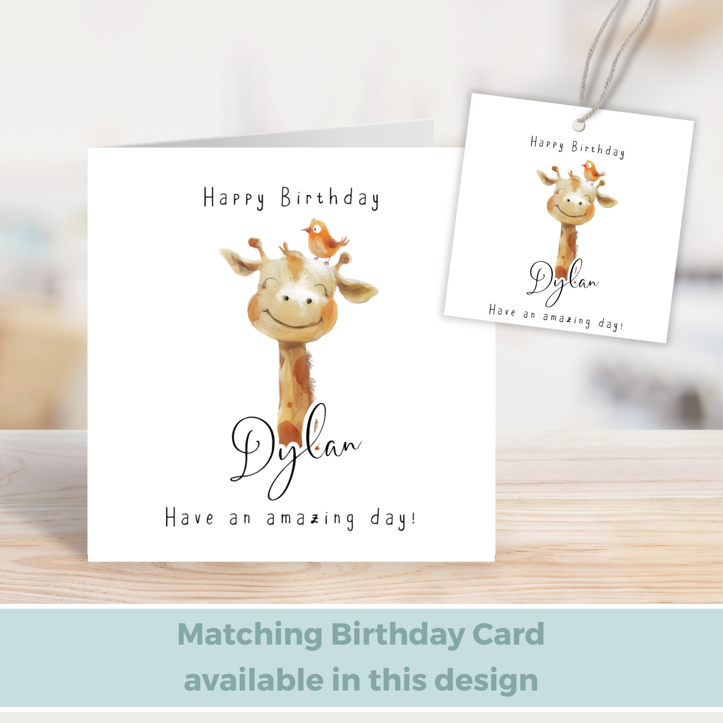 Editable Giraffe Birthday Gift Tag