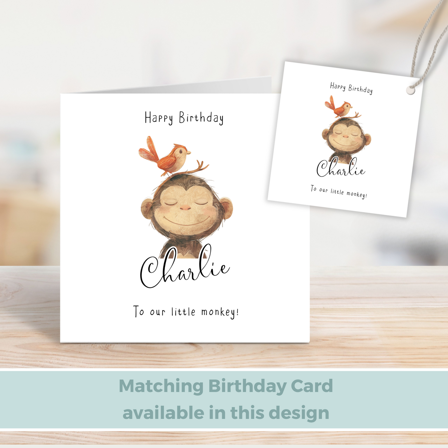 Editable Cheeky Monkey Birthday Gift Tag