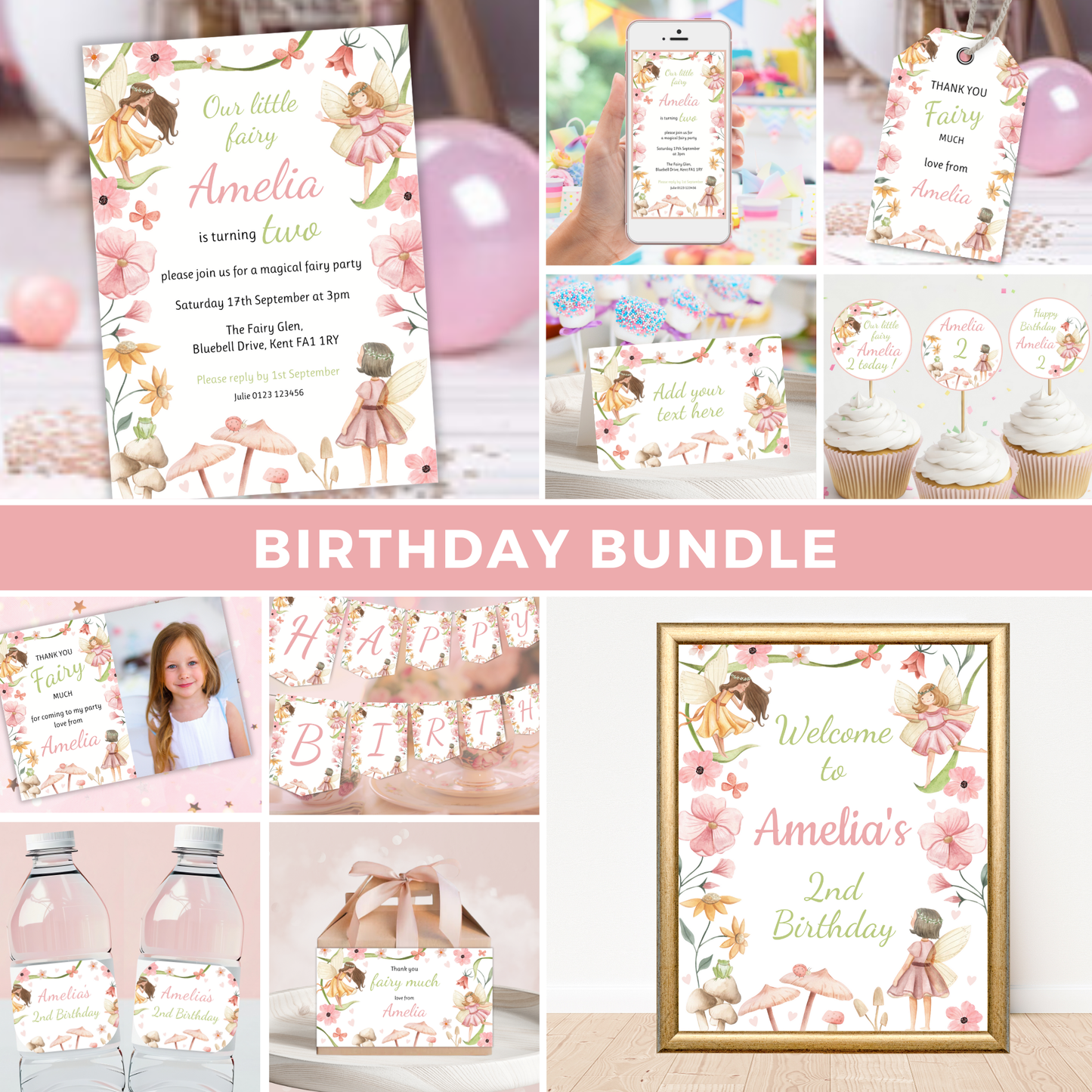 Editable Birthday Bundle - Fairy