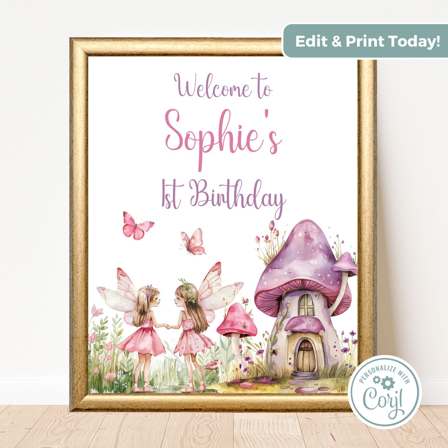 Editable Birthday Welcome Sign - Fairy First