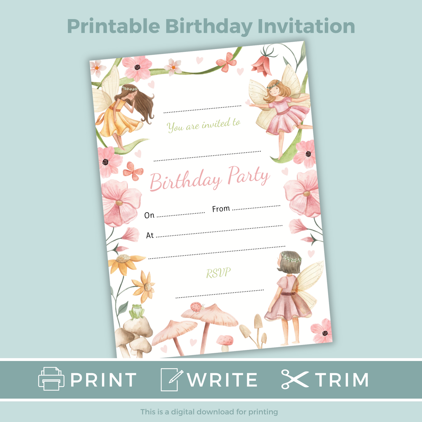Printable Fill In Birthday Invitation - Fairy