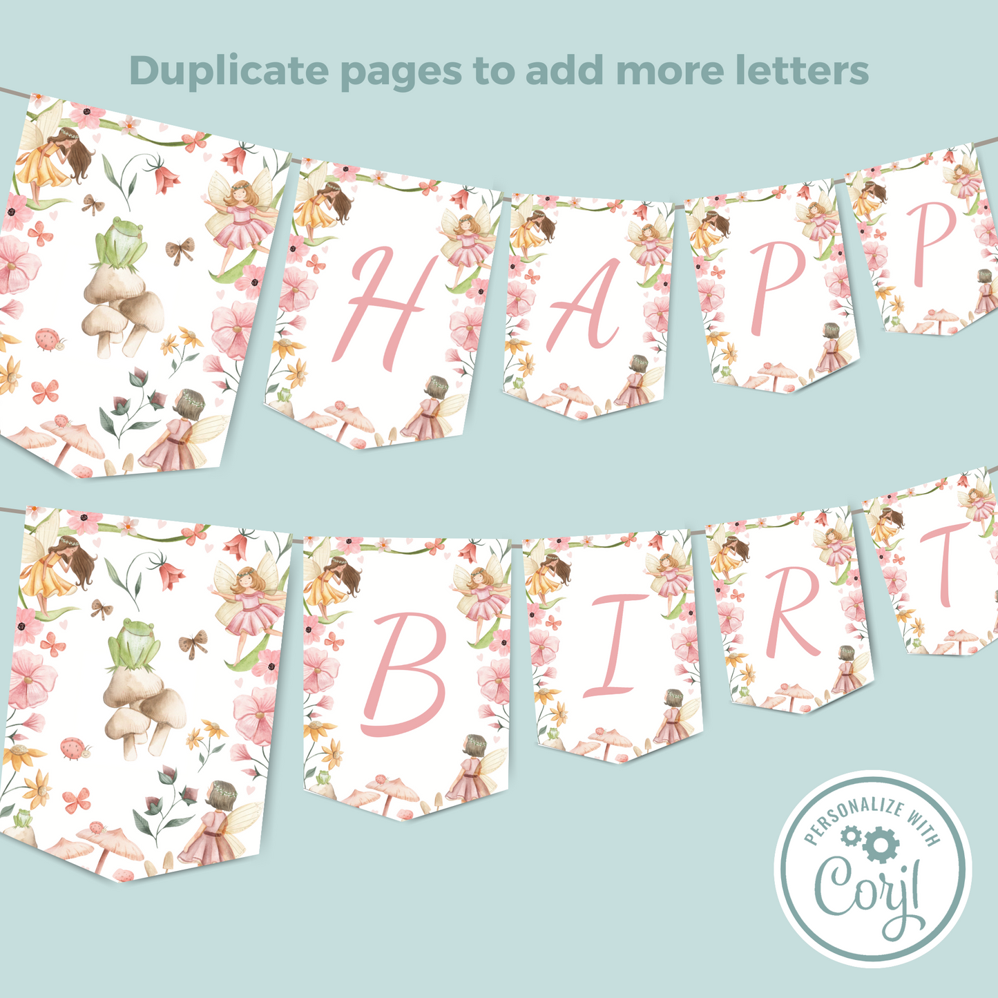 Editable Birthday Banner - Fairy