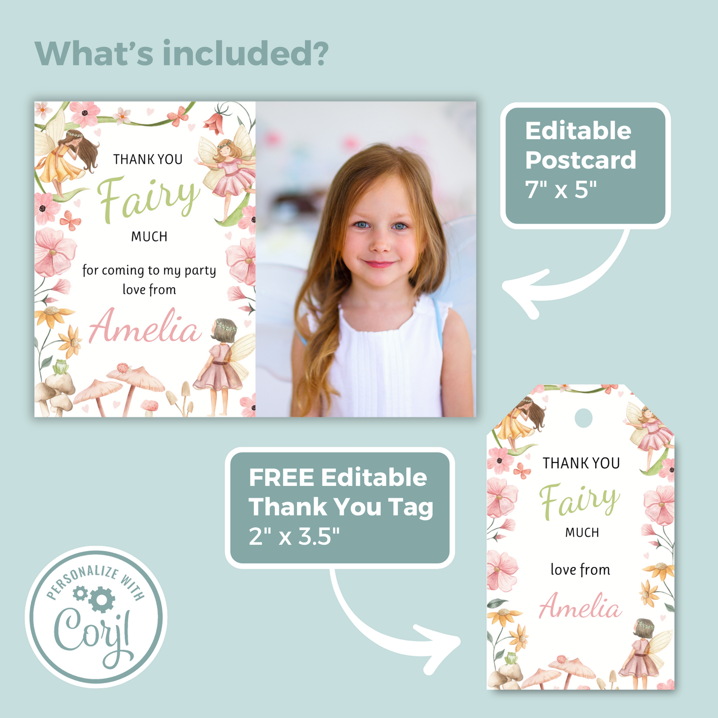 Editable Thank You Card - Fairy
