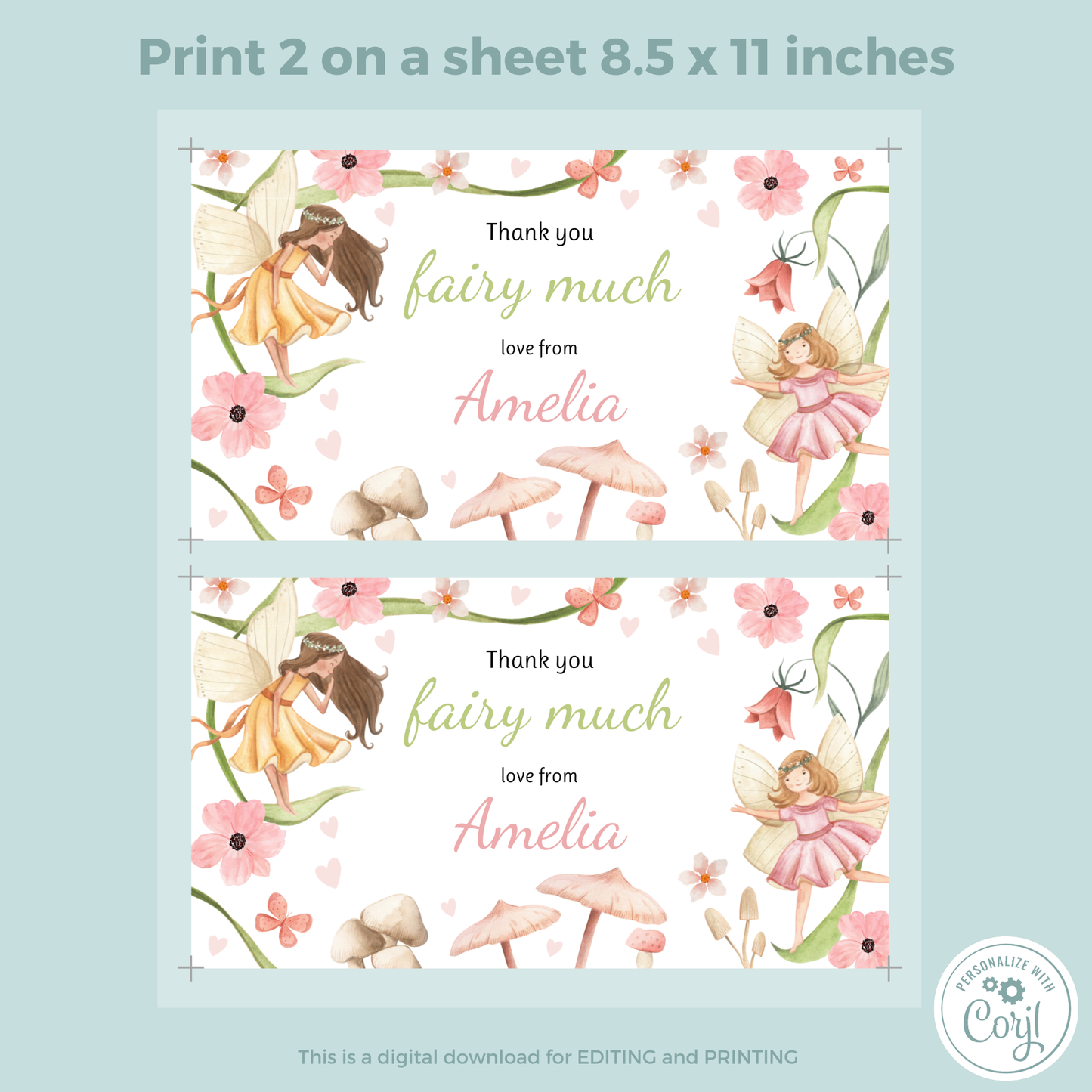 Editable Birthday Gable Box Label - Fairy