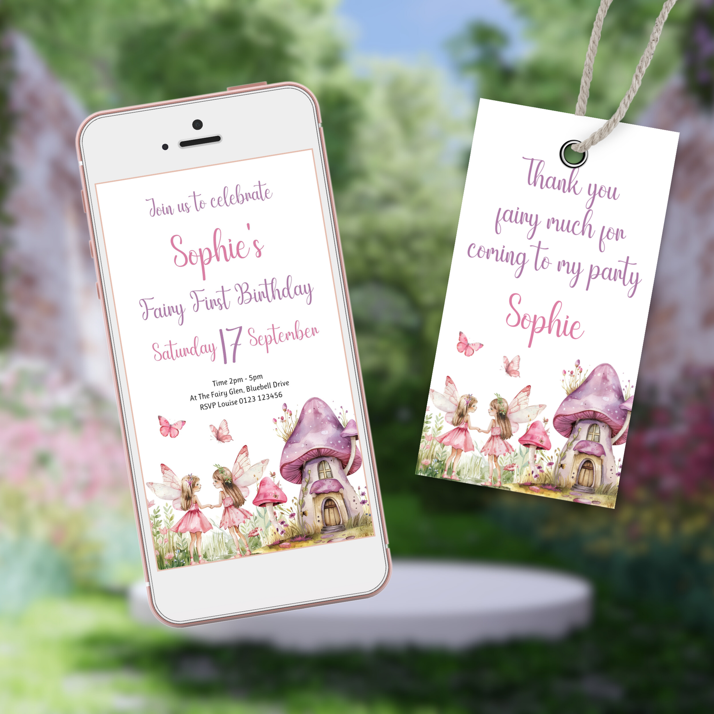 Editable Evite Birthday Invitation and FREE Thank You Tag - Fairy First