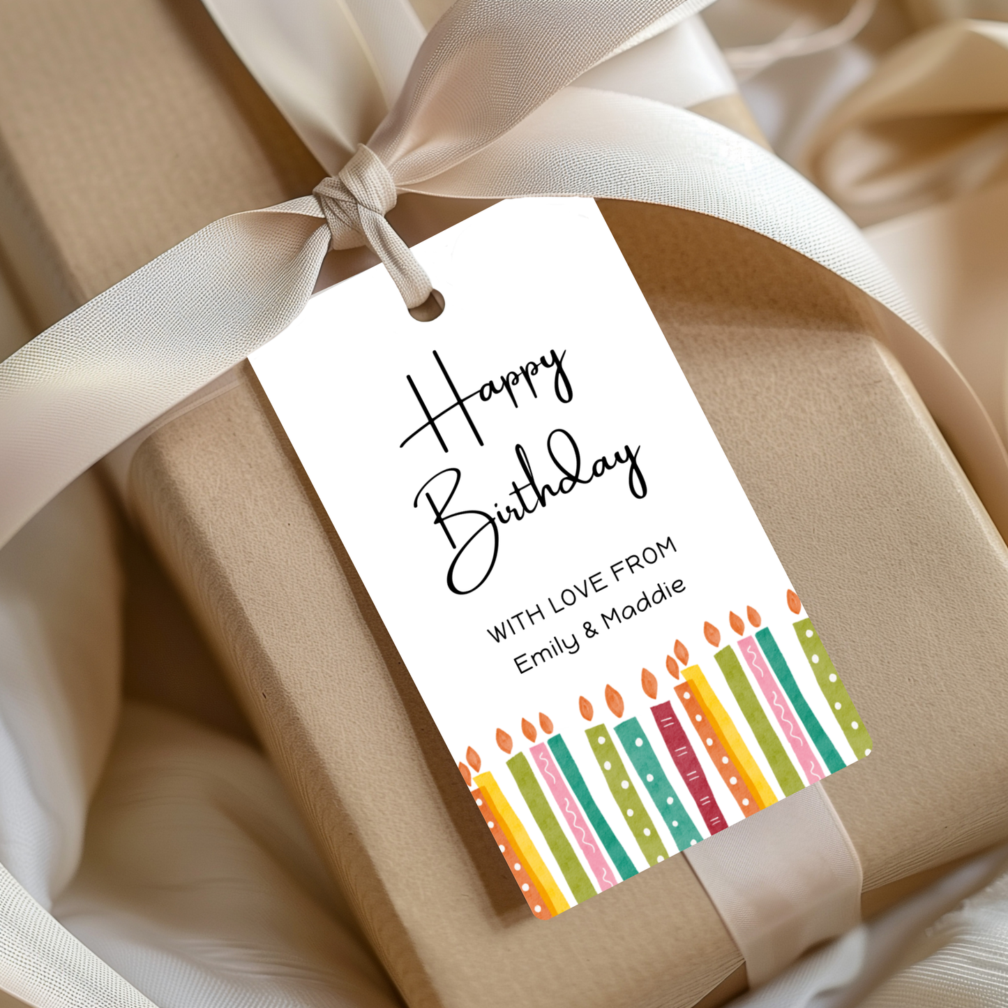 Editable Birthday Gift Tag - Candles