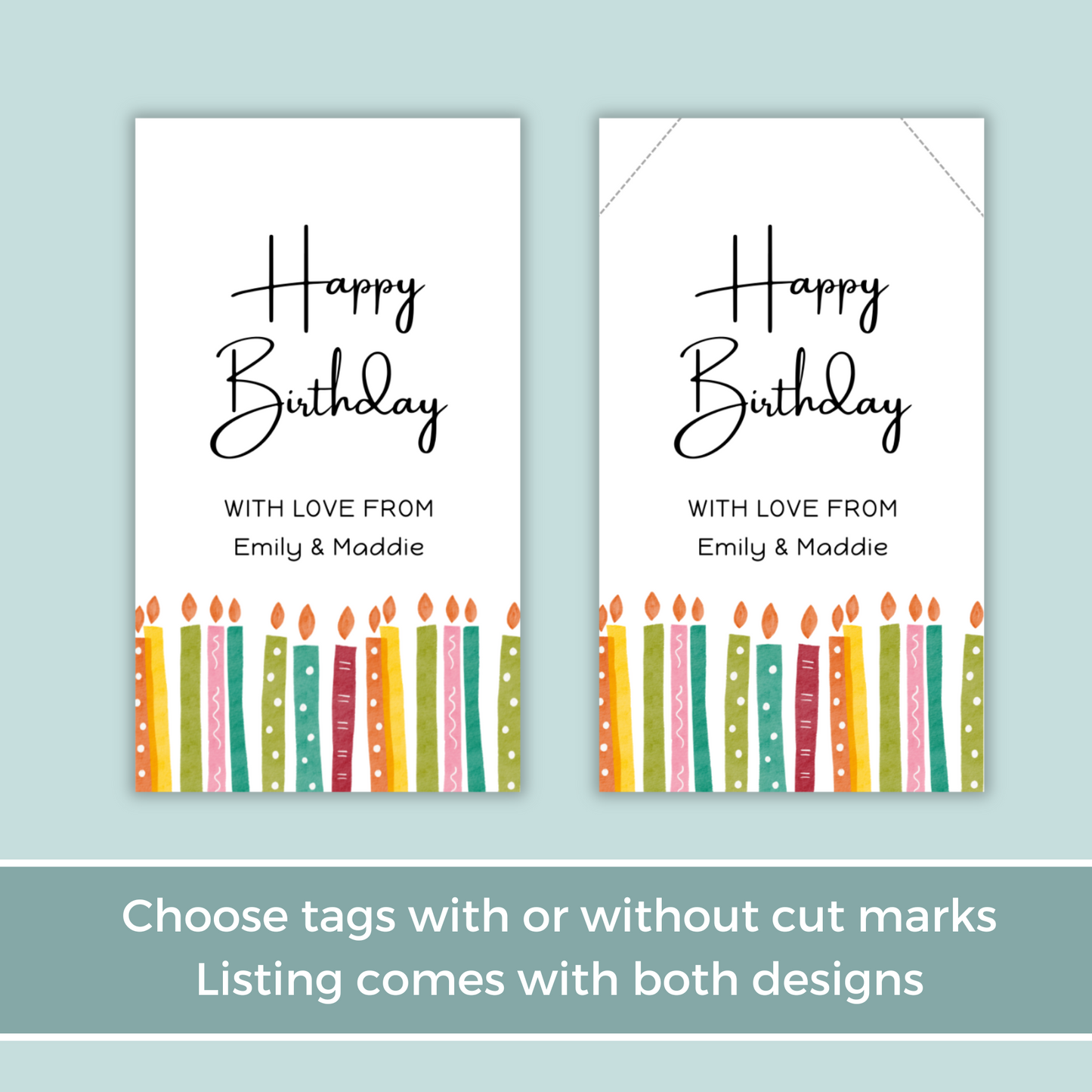Editable Birthday Gift Tag - Candles