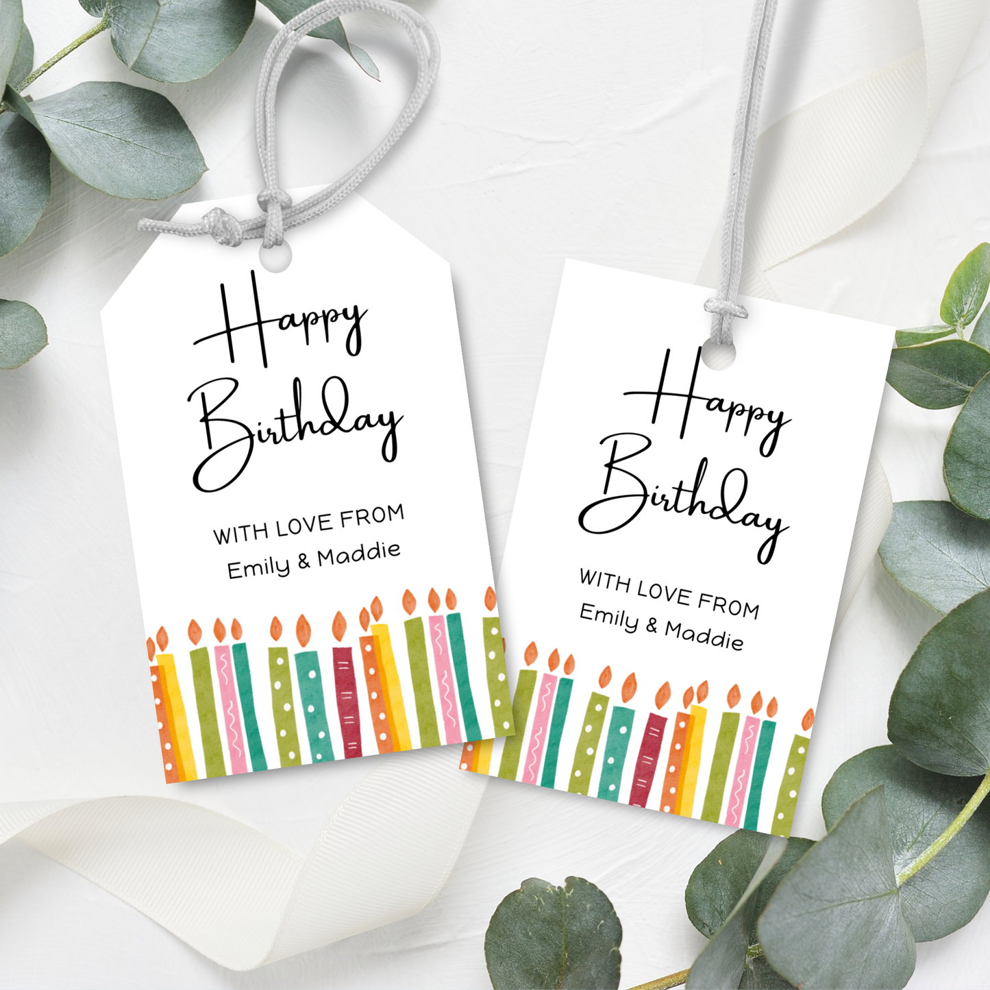 Editable Birthday Gift Tag - Candles