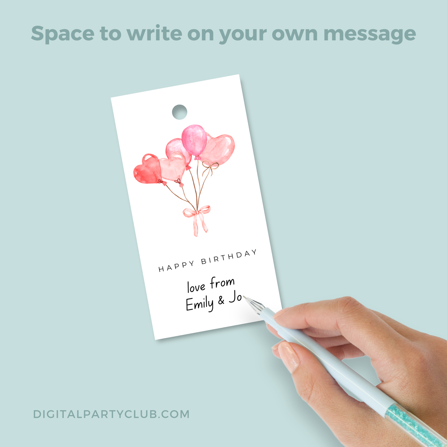 Printable Birthday Gift Tag - Balloons