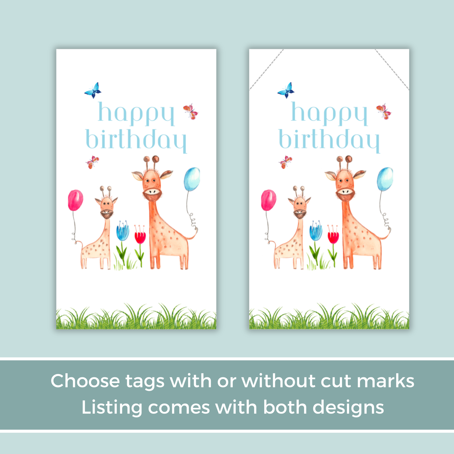 Printable Birthday Gift Tag - Giraffe