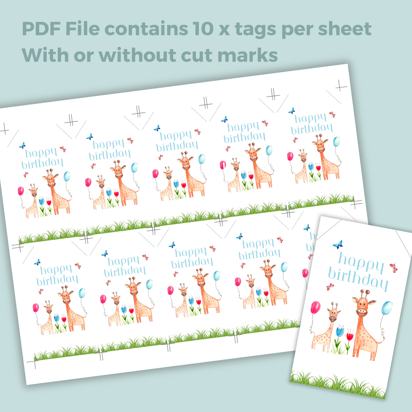 Printable Birthday Gift Tag - Giraffe