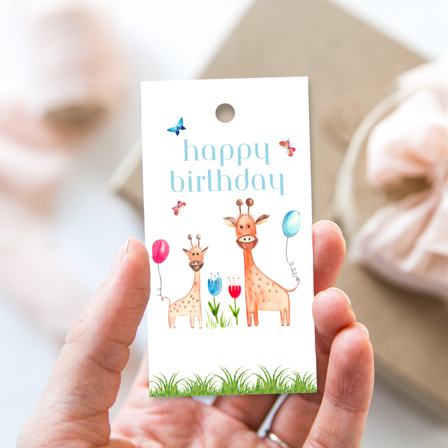 Printable Birthday Gift Tag - Giraffe