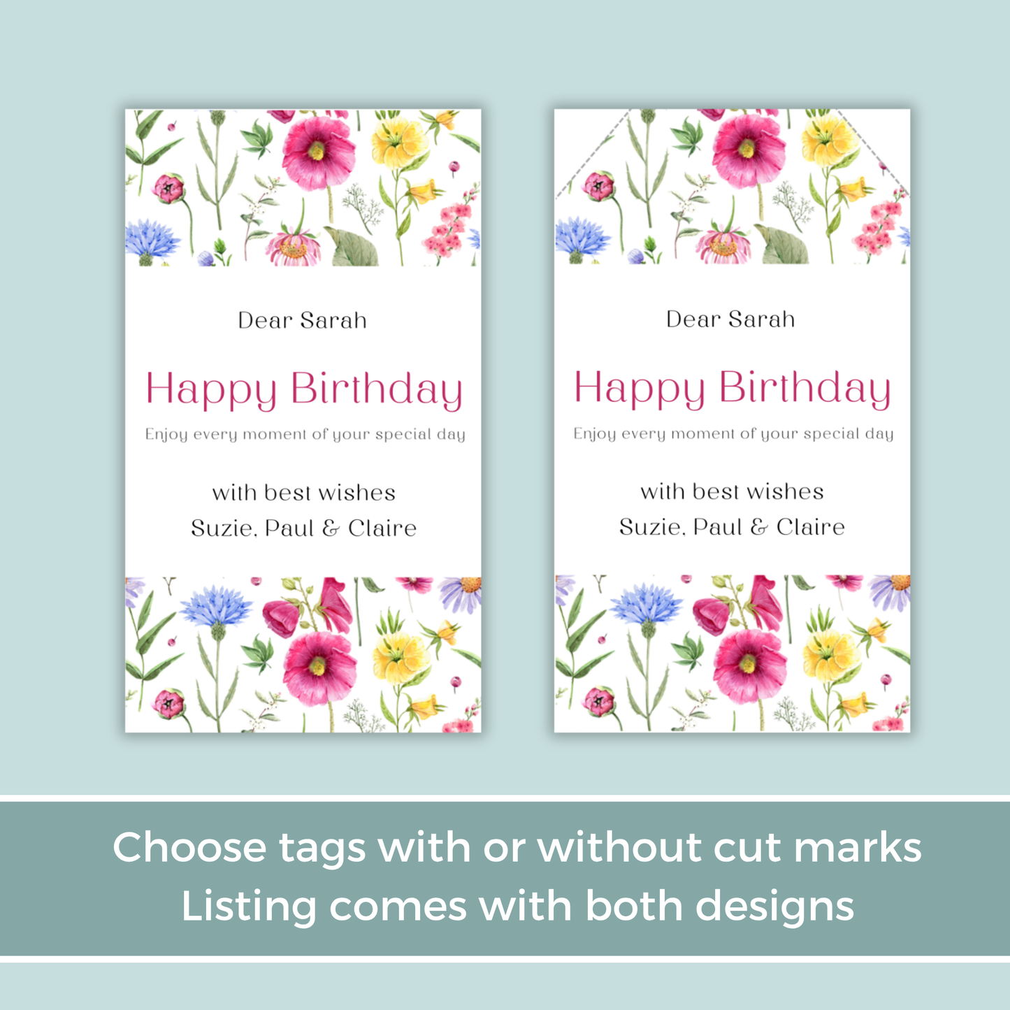 Editable Birthday Gift Tag - Floral