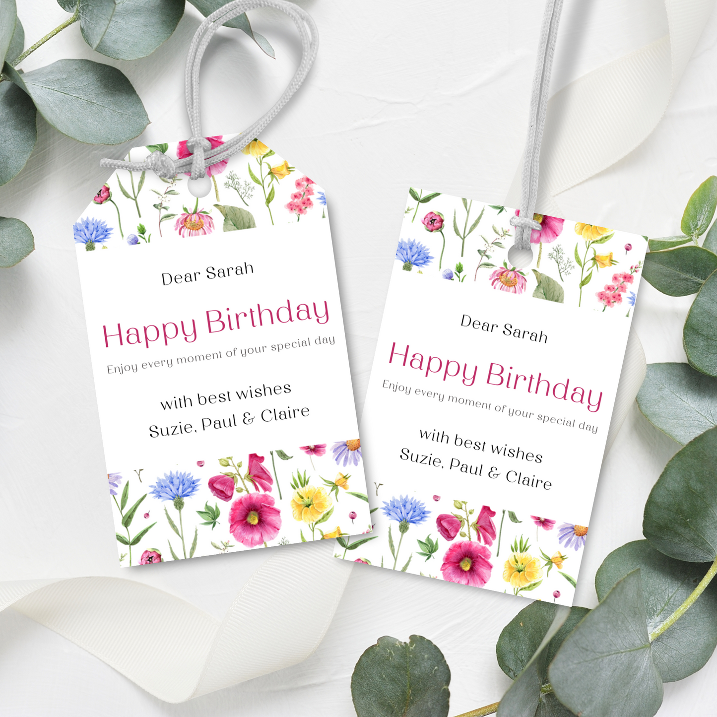 Editable Birthday Gift Tag - Floral