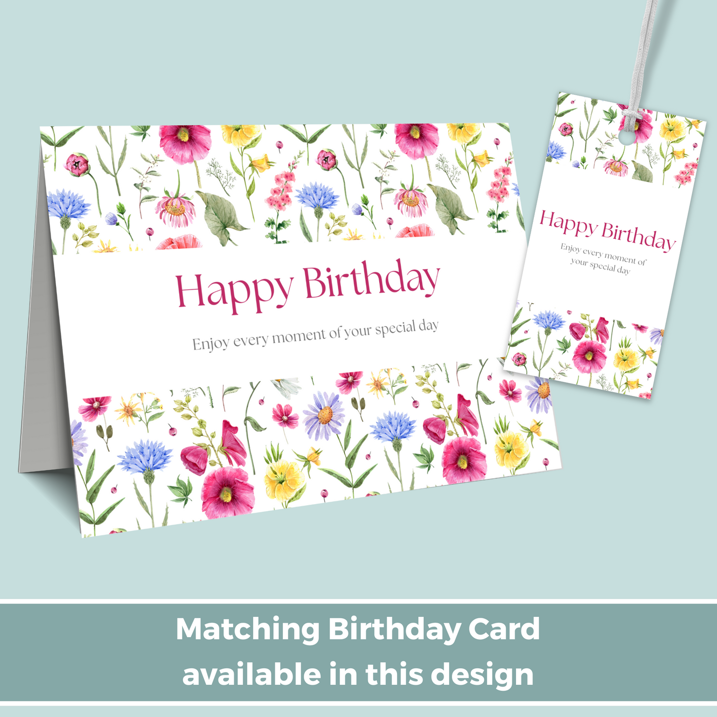 Printable Birthday Gift Tag - Pink Flowers