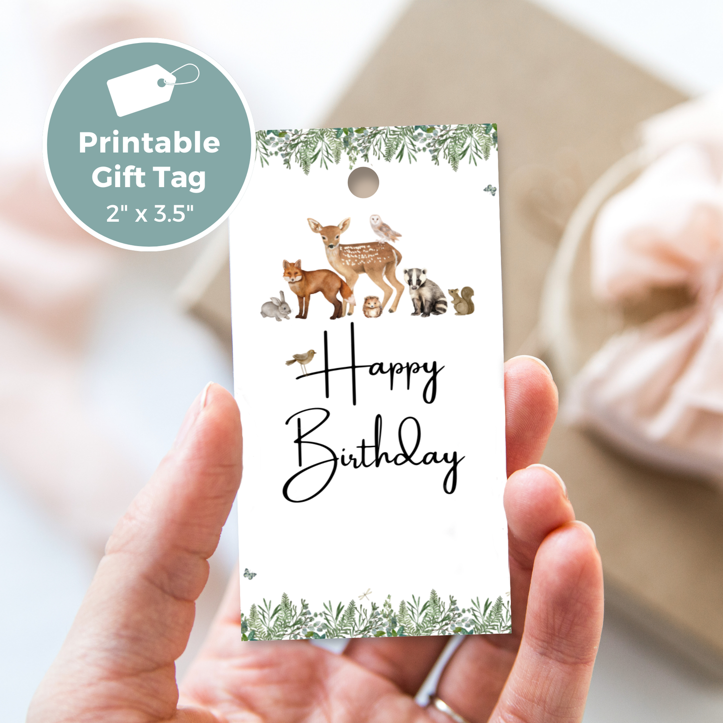 Printable Birthday Gift Tag - Woodland Animal