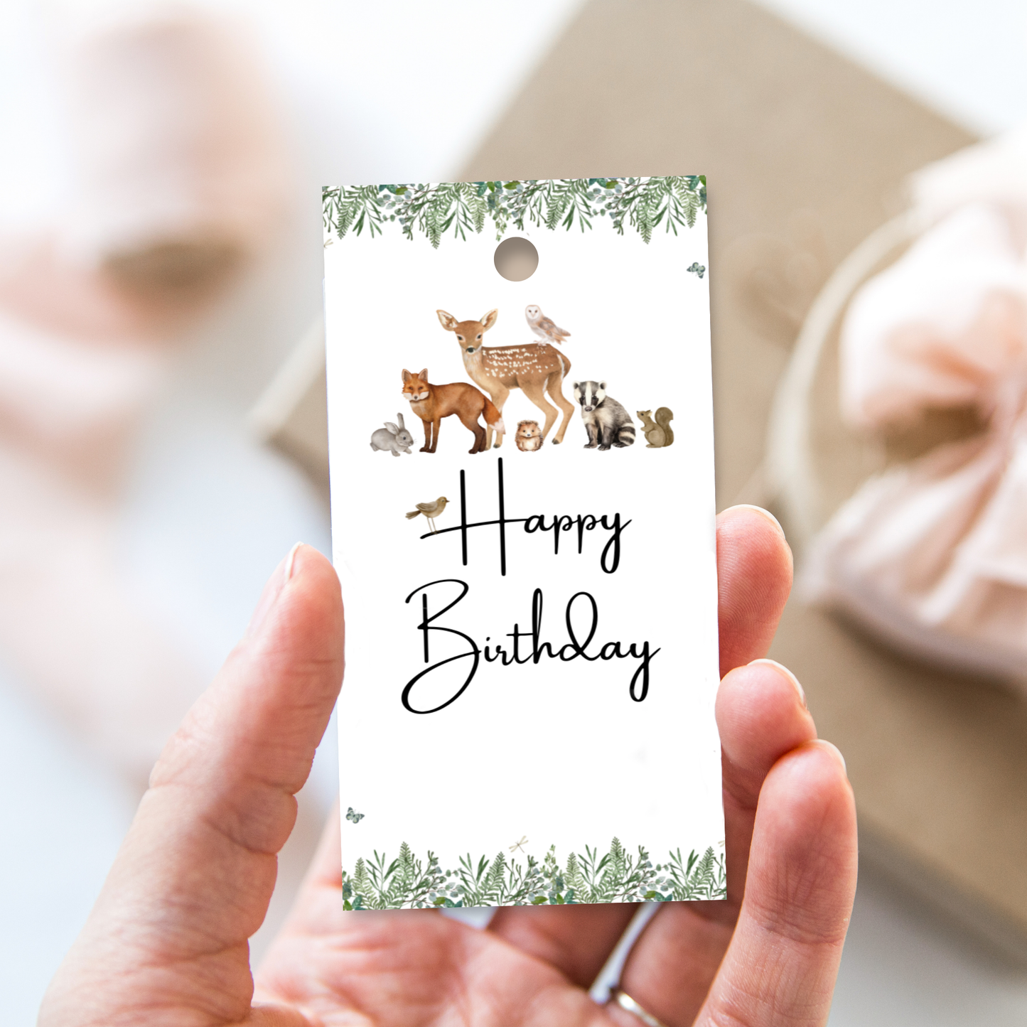 Printable Birthday Gift Tag - Woodland Animal