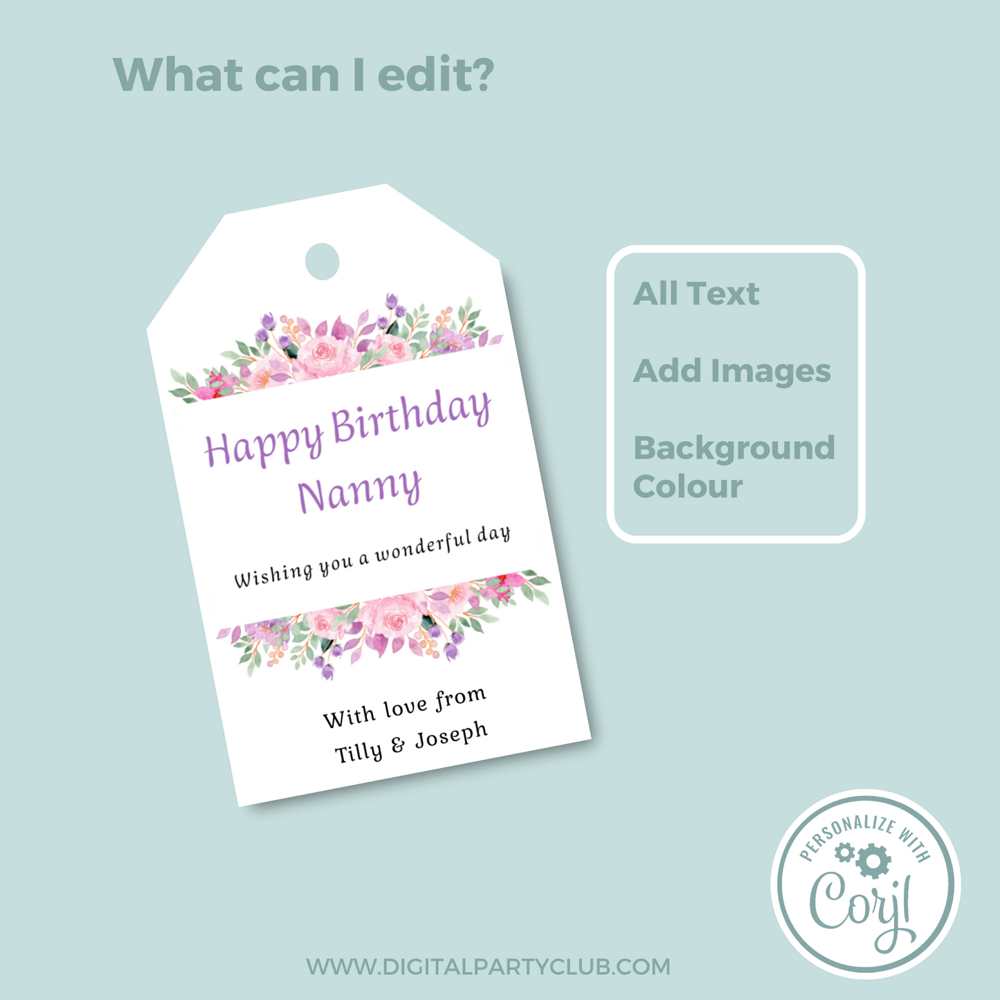 Editable Birthday Gift Tag - Nanny