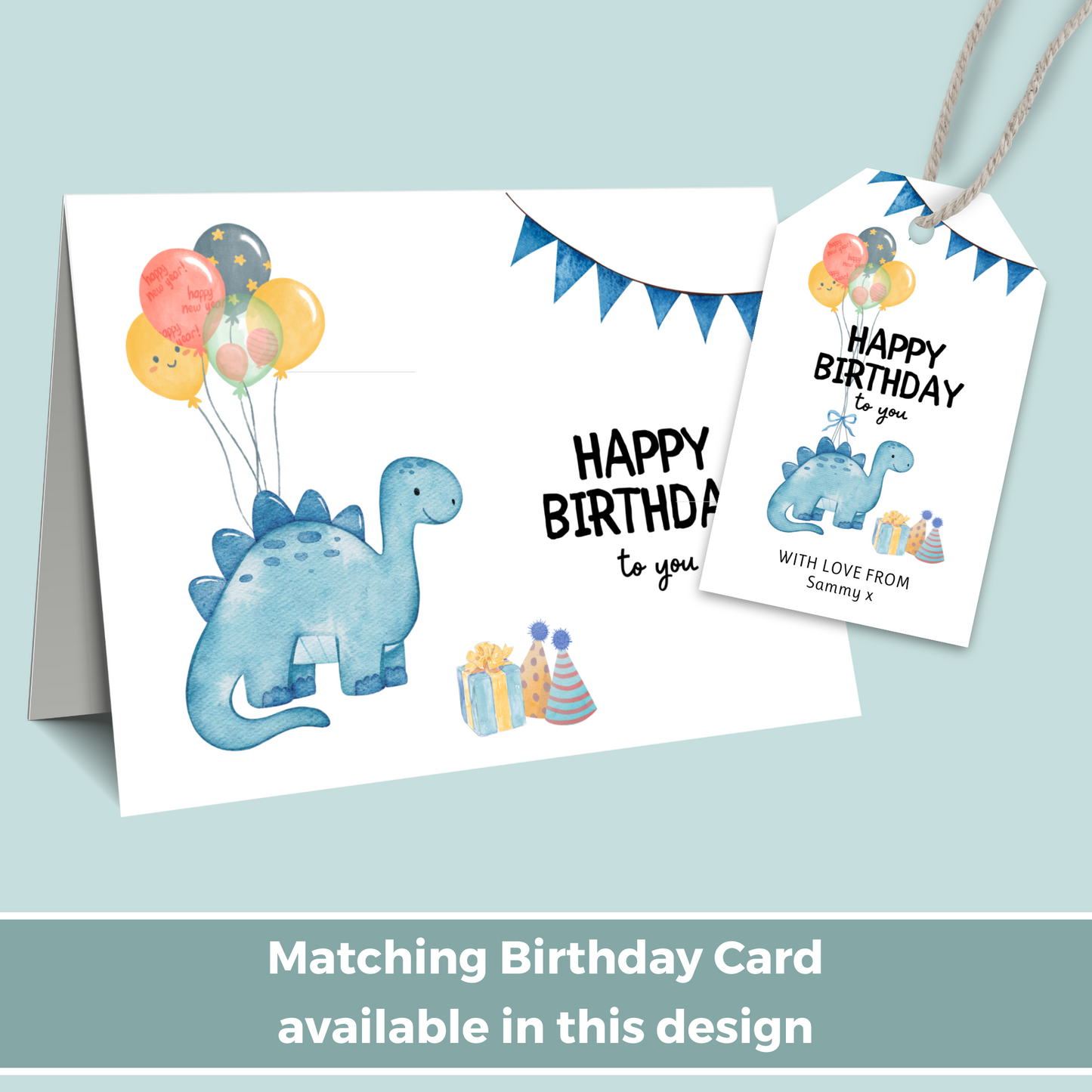 Editable Birthday Gift Tag - Dinosaur