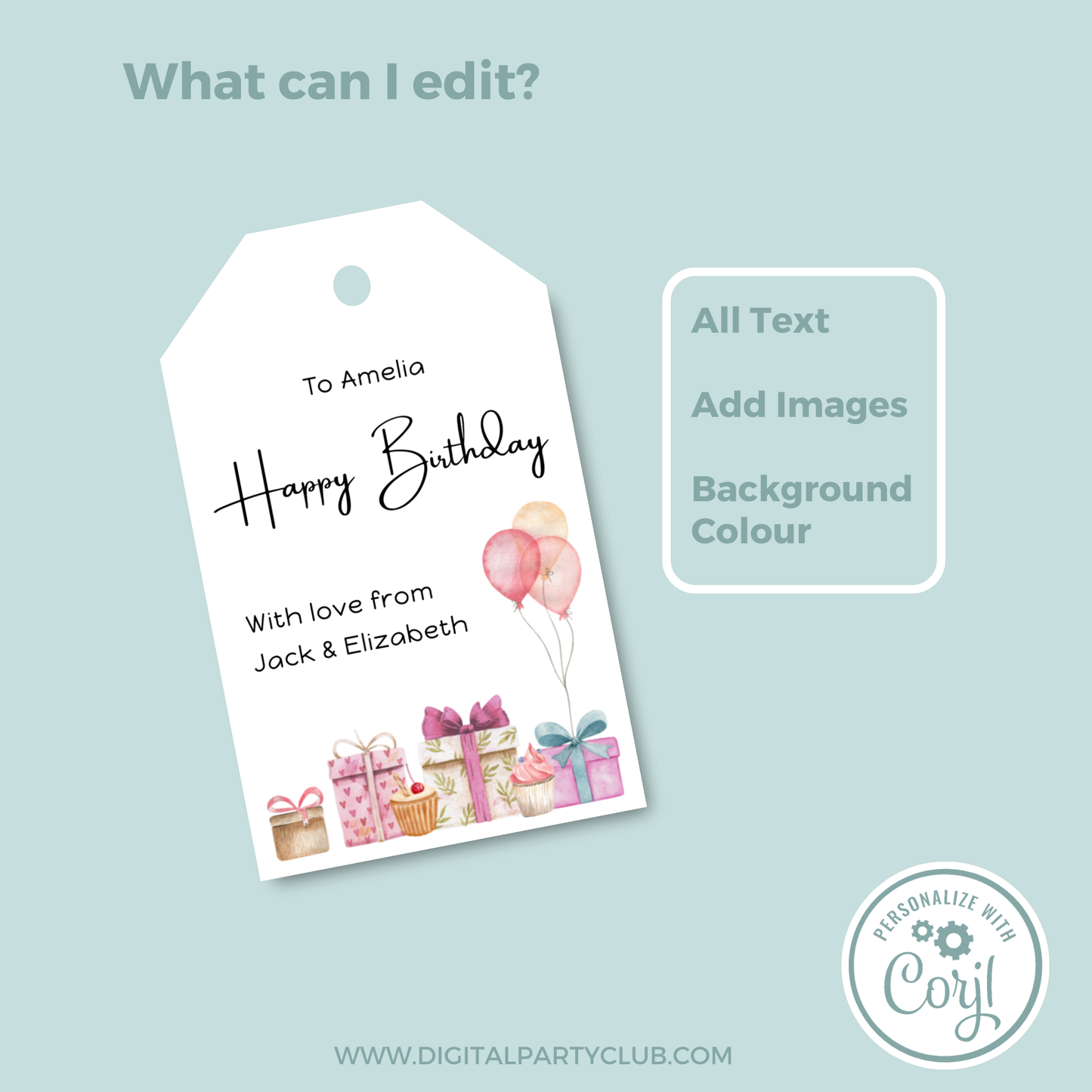 Editable Birthday Gift Tag - Presents