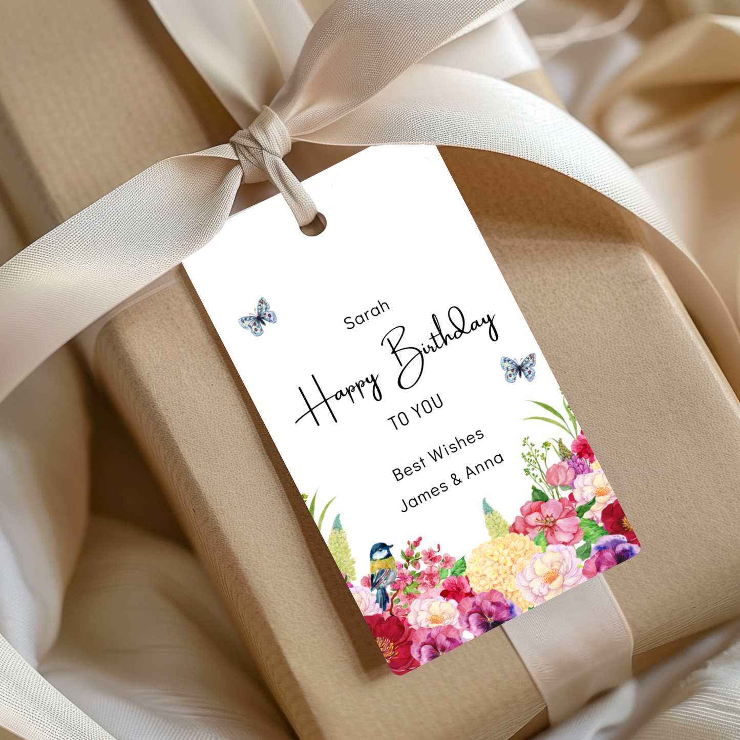 Editable Birthday Gift Tag - Floral