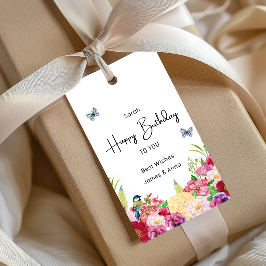 Editable Birthday Gift Tag - Floral