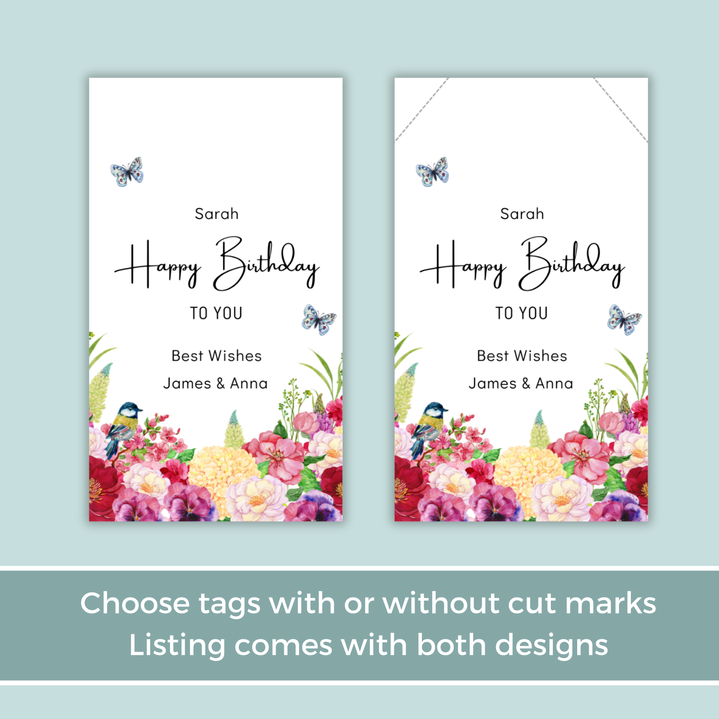 Editable Birthday Gift Tag - Floral