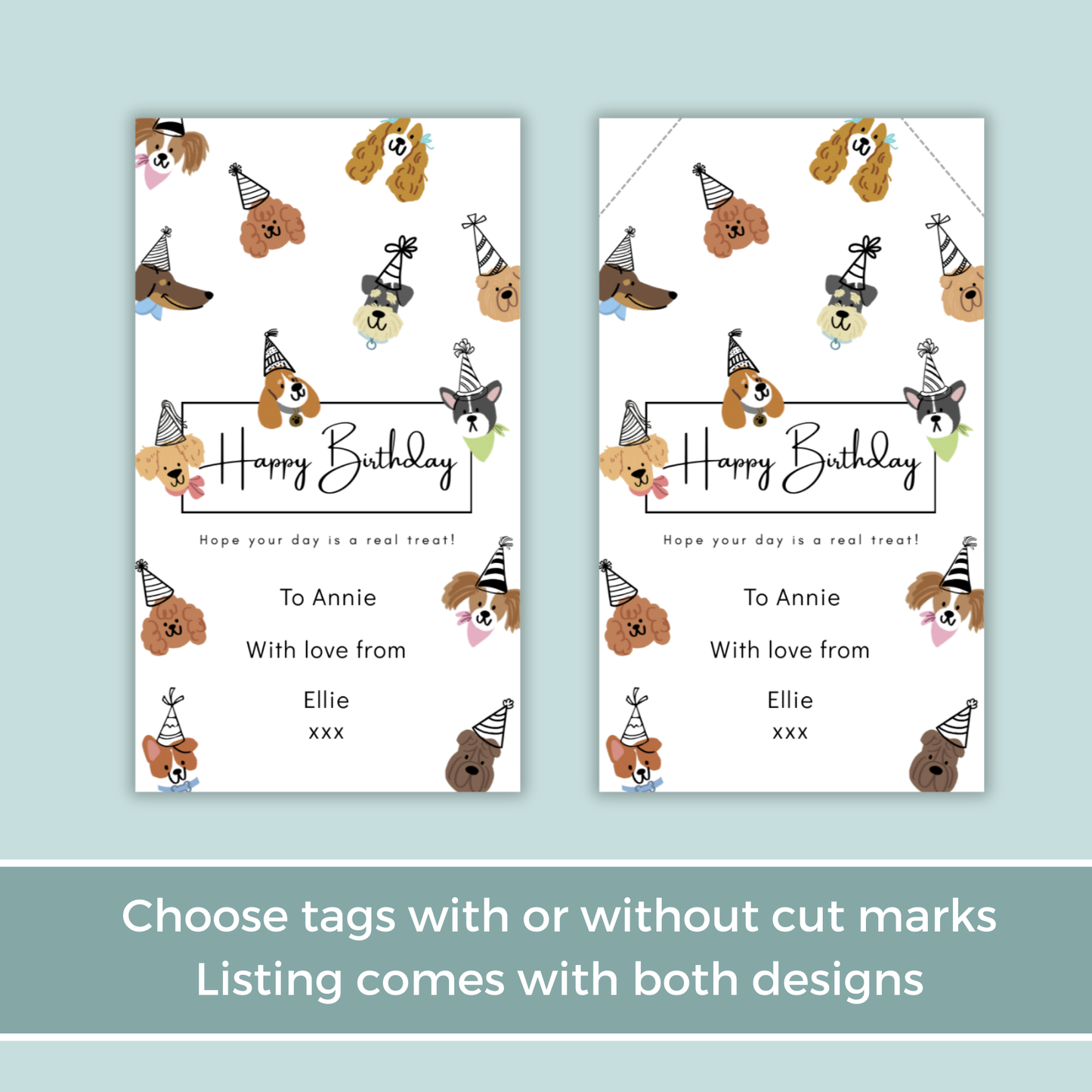 Editable Birthday Gift Tag - Dog