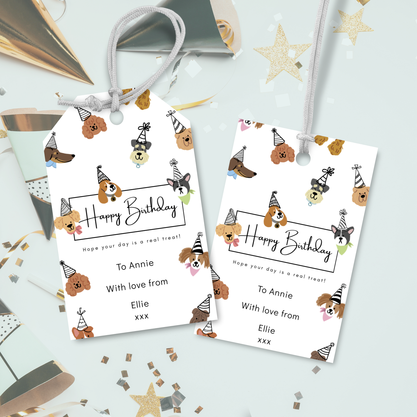 Editable Birthday Gift Tag - Dog