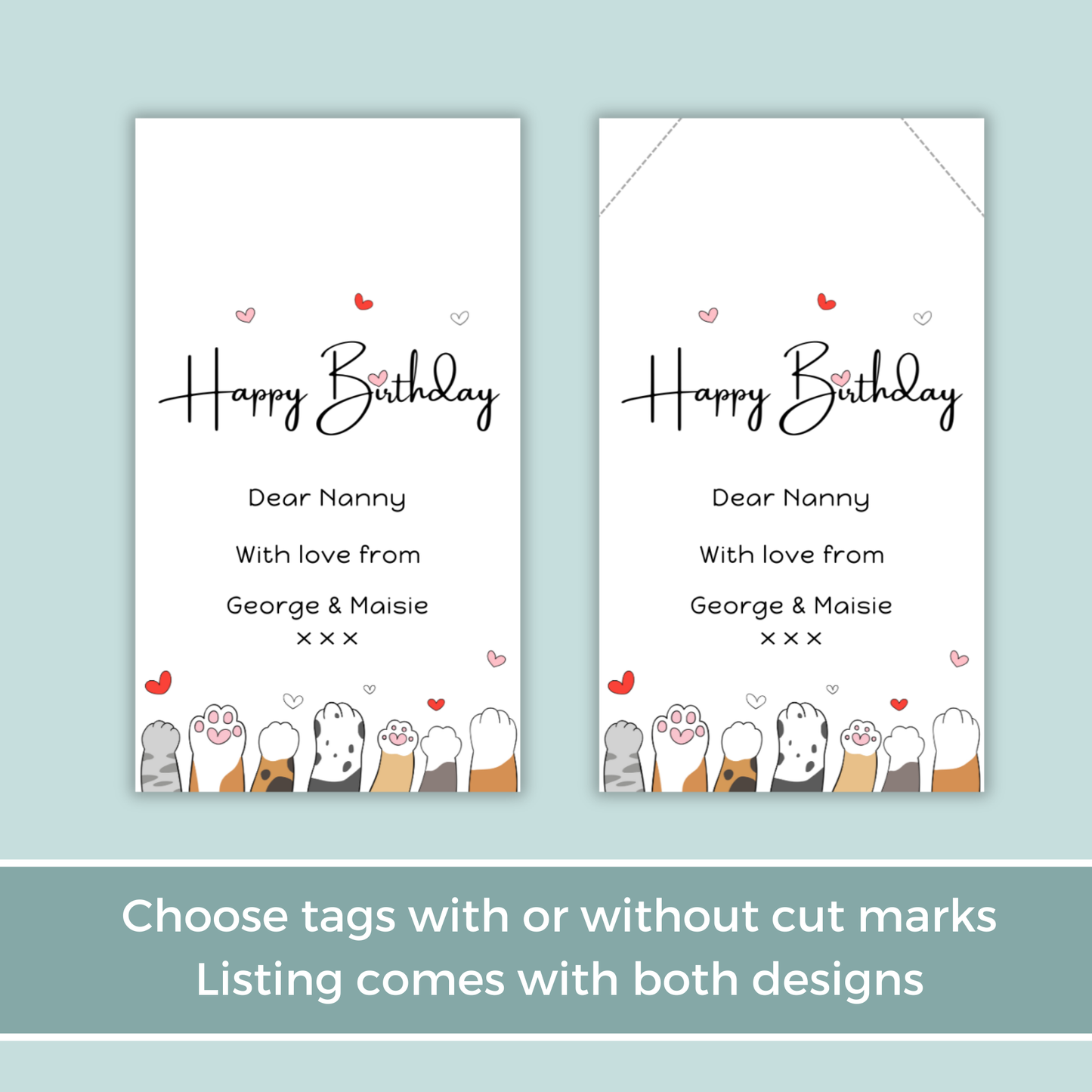 Editable Birthday Gift Tag - Cute Kitty