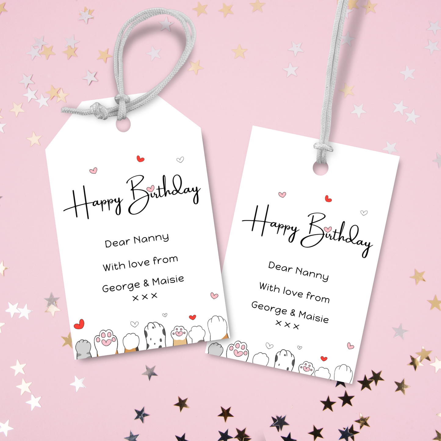 Editable Birthday Gift Tag - Cute Kitty