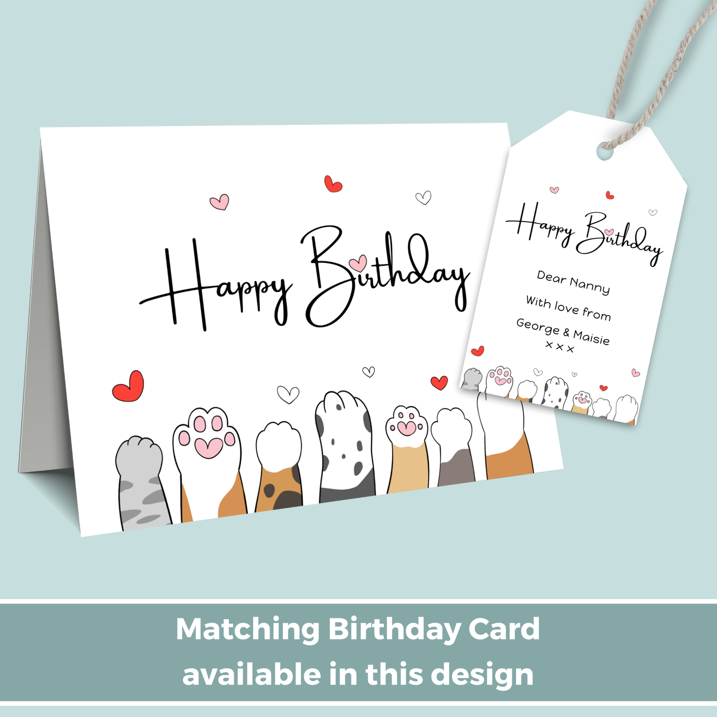 Editable Birthday Gift Tag - Cute Kitty