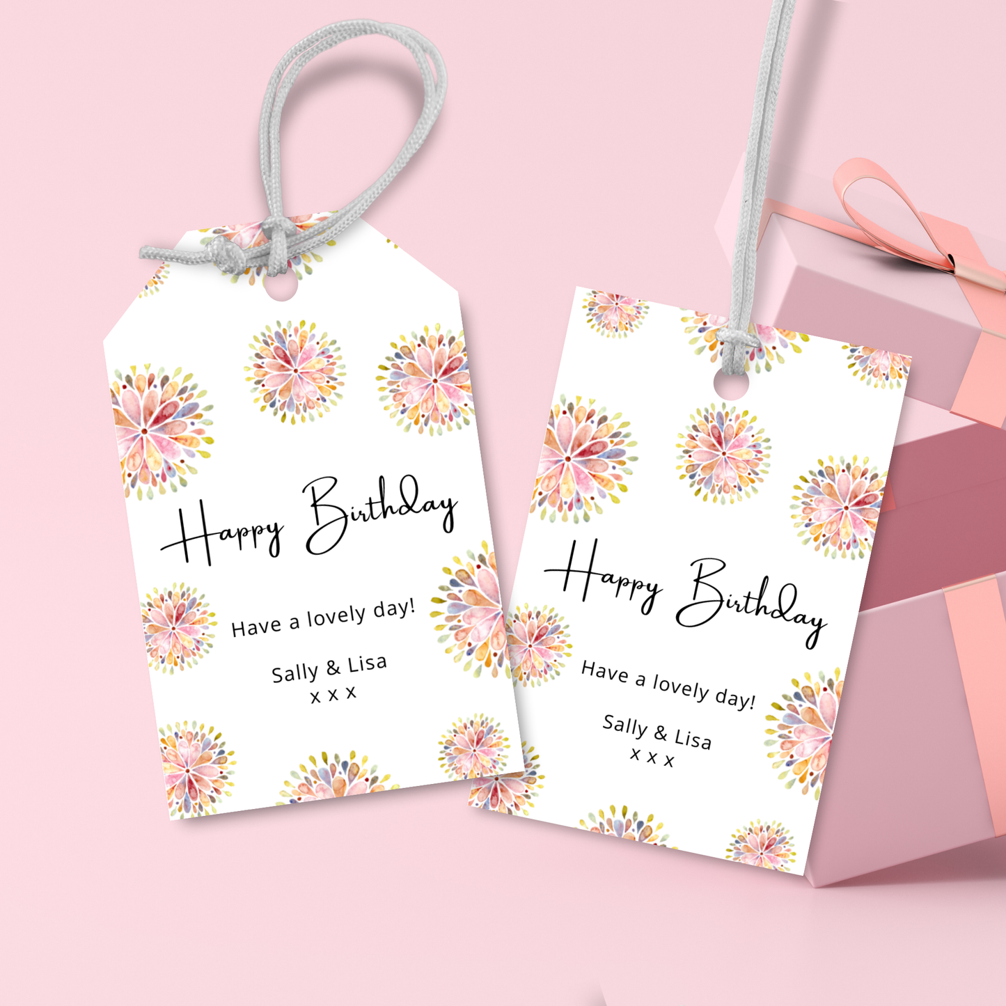 Editable Birthday Gift Tag - Pink Floral