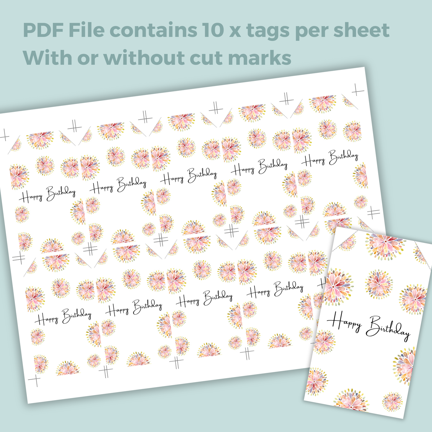 Printable Birthday Gift Tag - Flowers
