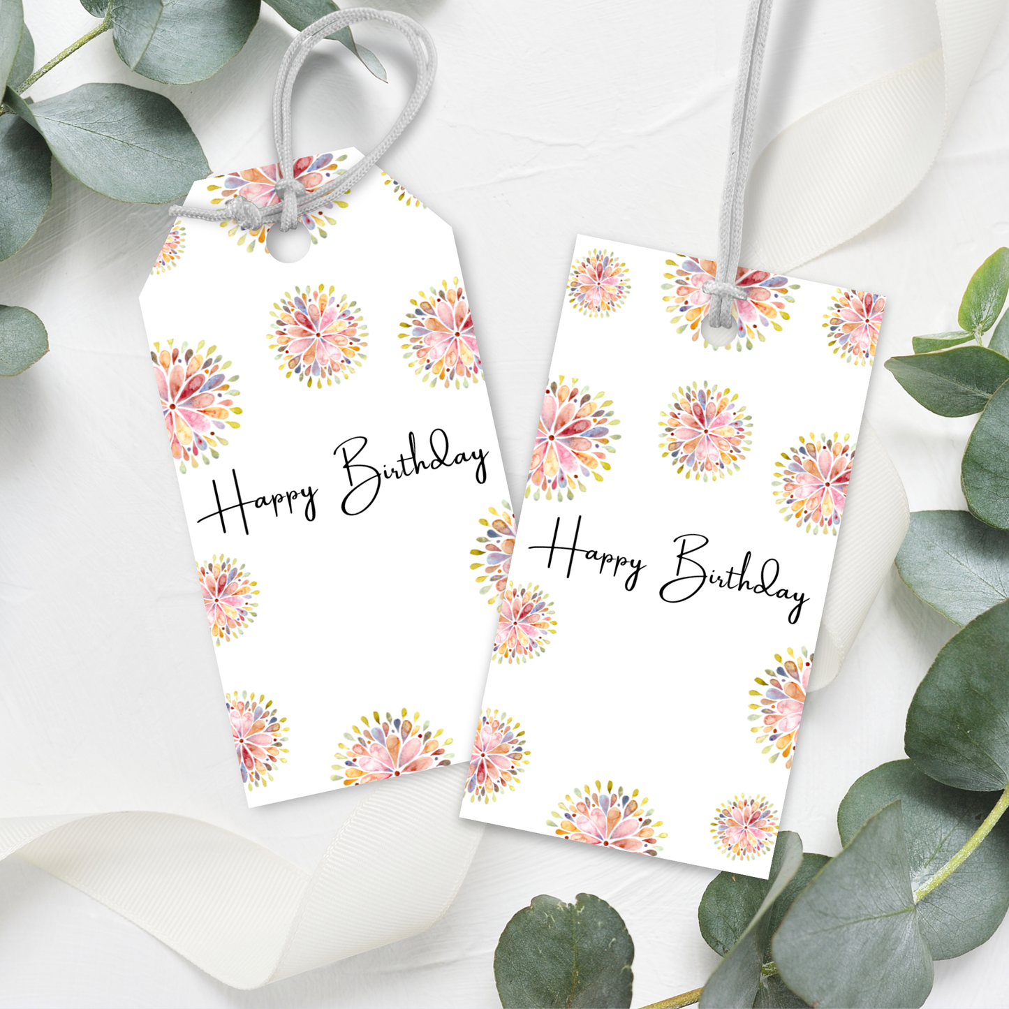 Printable Birthday Gift Tag - Flowers