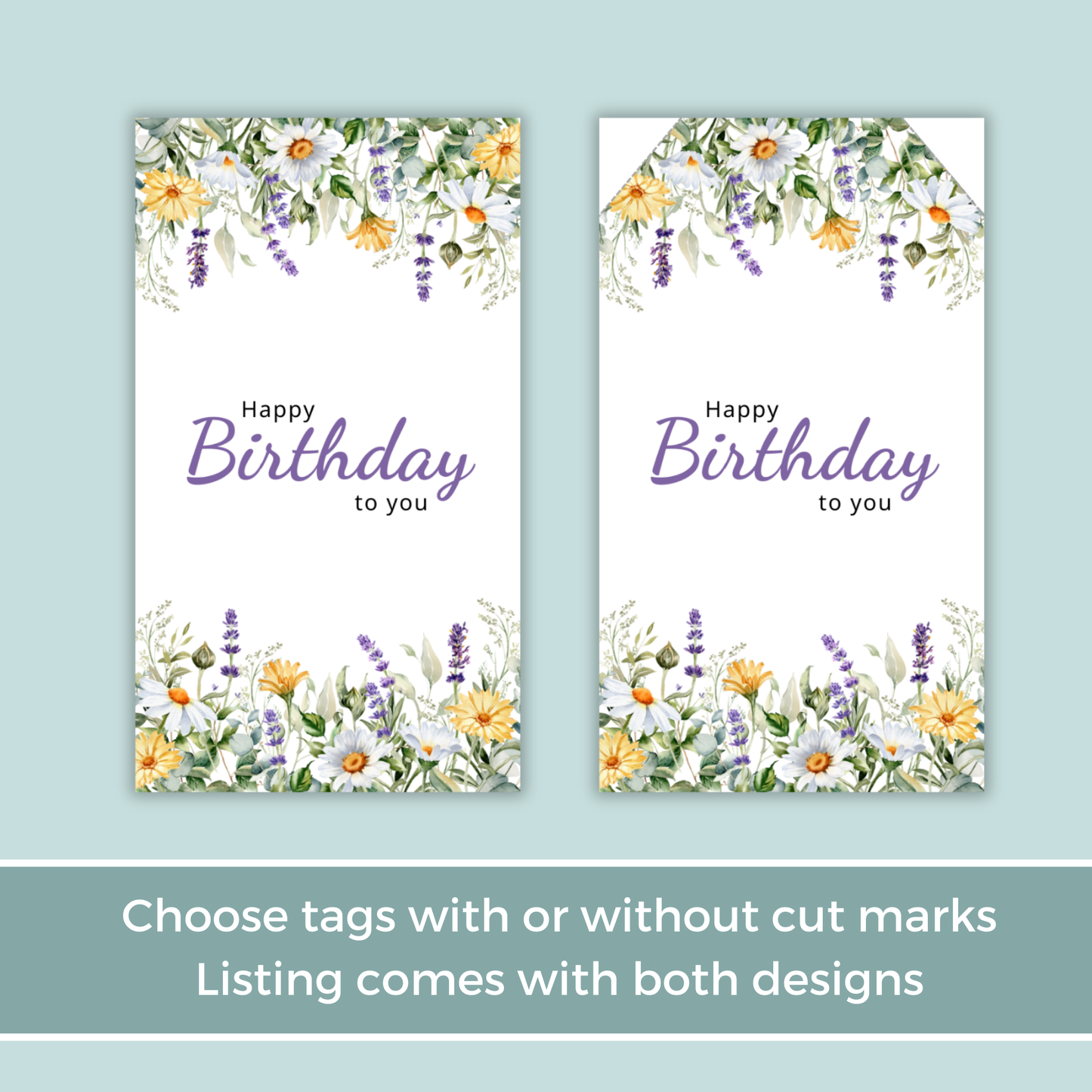 Printable Birthday Gift Tag - Flowers