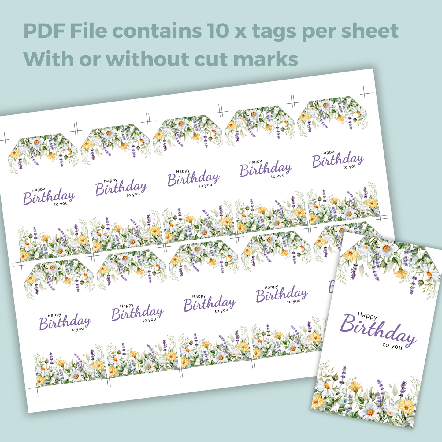 Printable Birthday Gift Tag - Flowers
