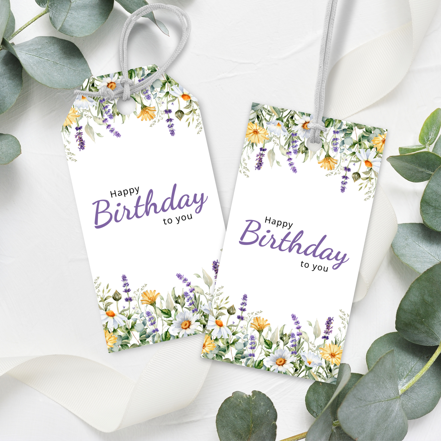 Printable Birthday Gift Tag - Flowers