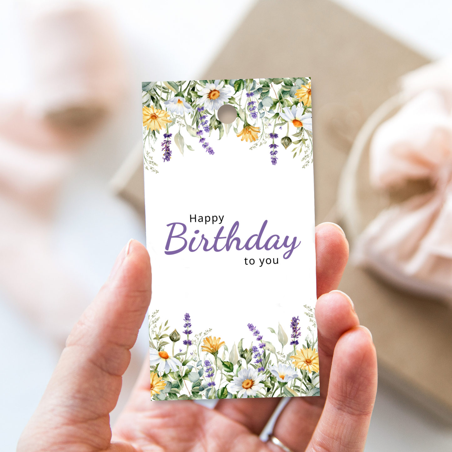 Printable Birthday Gift Tag - Flowers