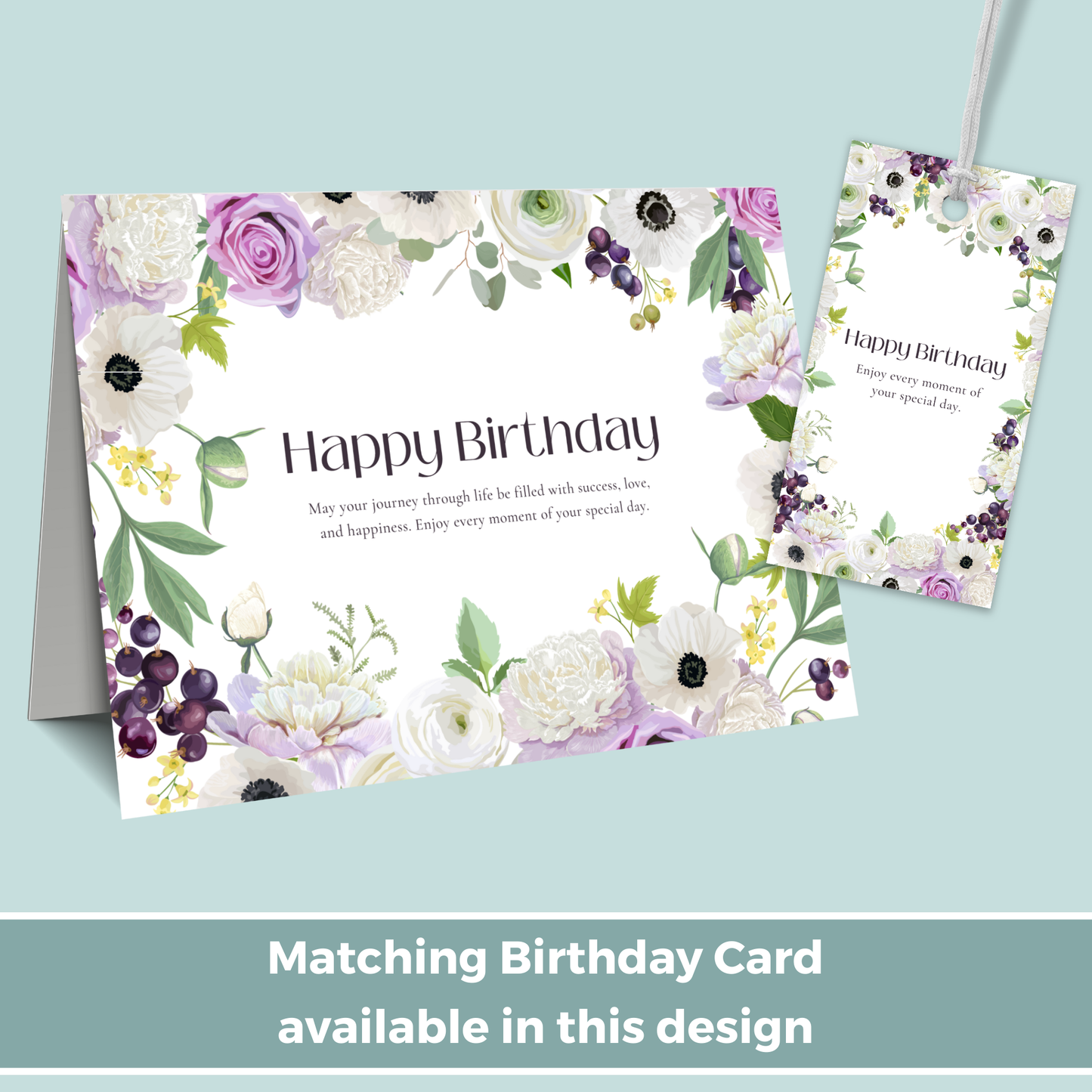 Printable Birthday Gift Tag - Purple Flowers