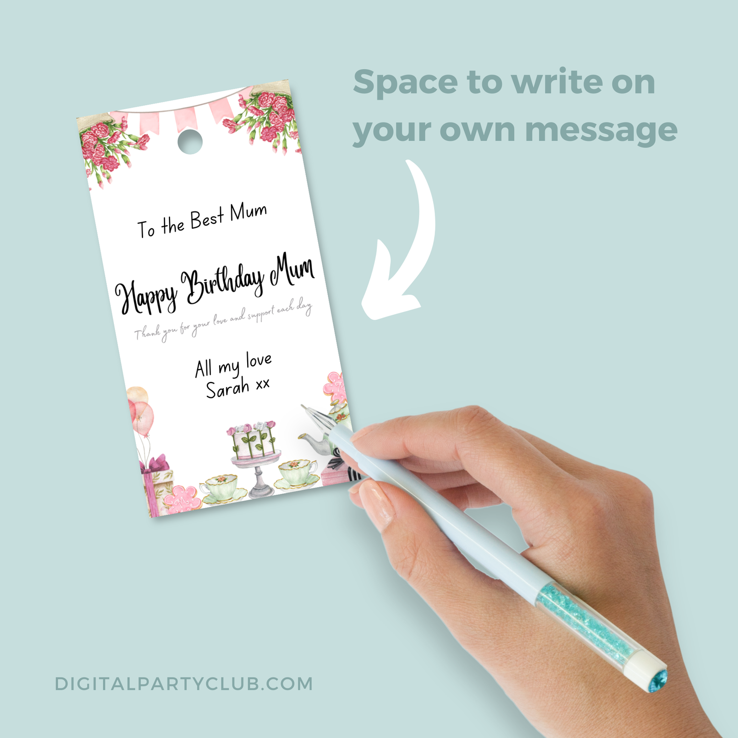 Printable Birthday Gift Tag - Tea Party