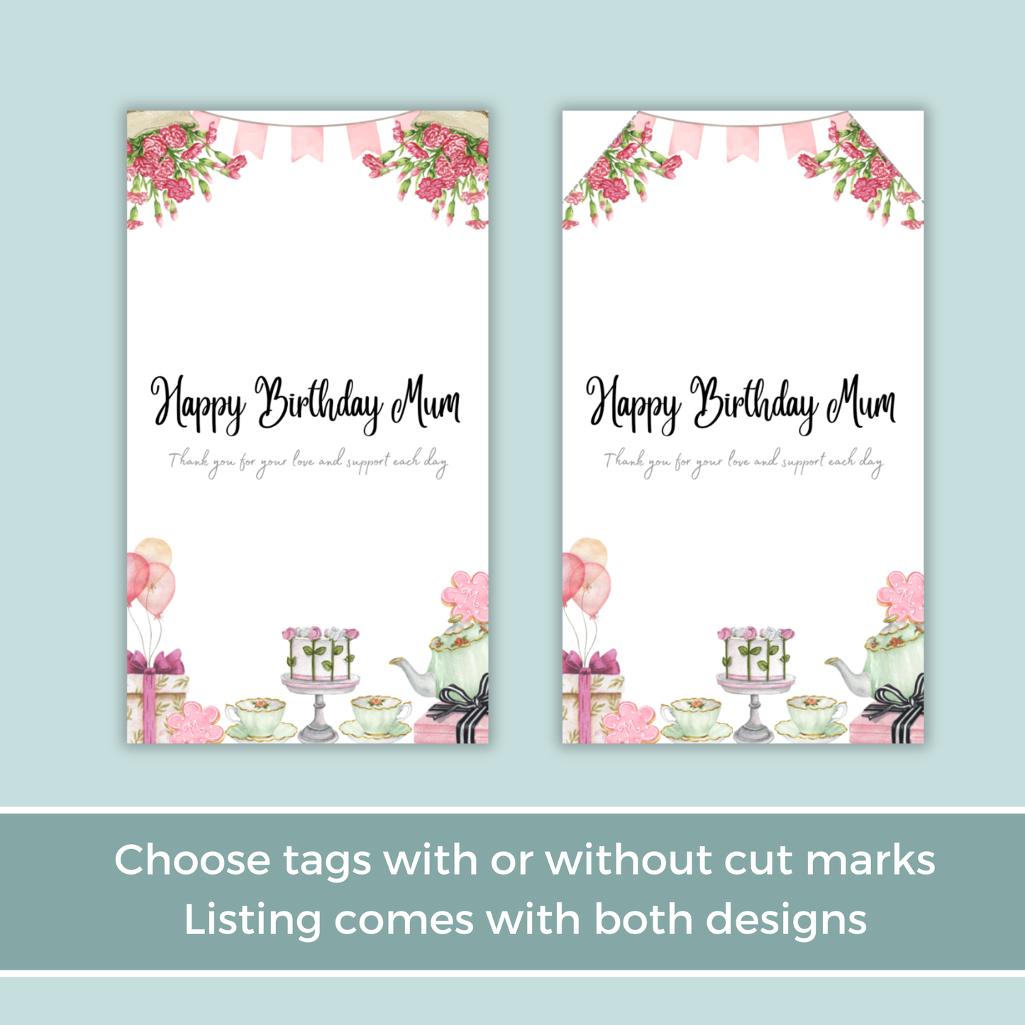 Printable Birthday Gift Tag - Tea Party