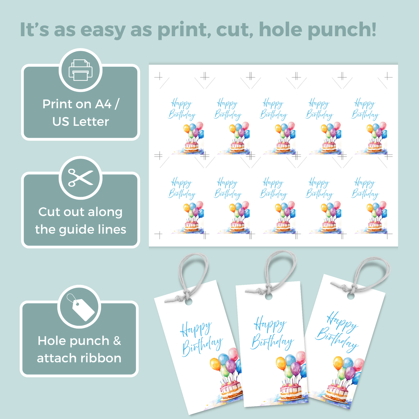 Printable Birthday Gift Tag - Floral