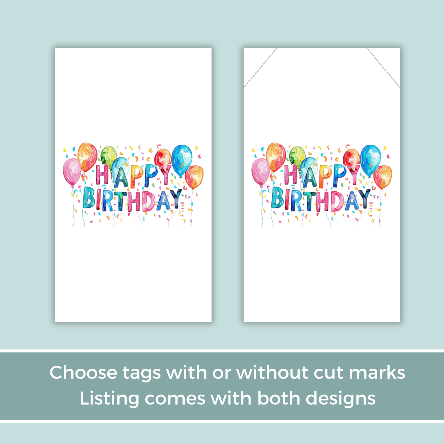 Printable Birthday Gift Tag - Vibrant Balloons