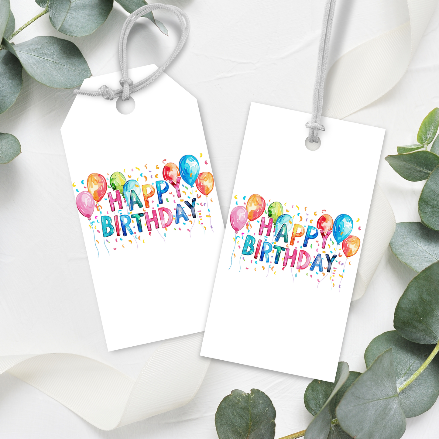Printable Birthday Gift Tag - Vibrant Balloons