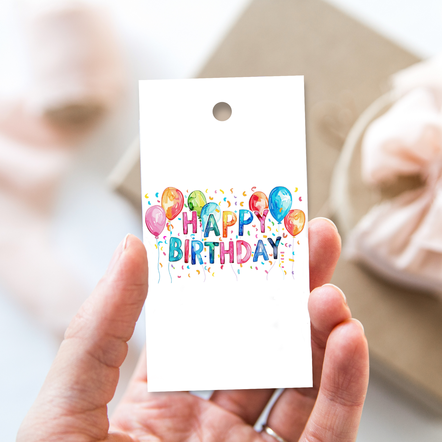 Printable Birthday Gift Tag - Vibrant Balloons