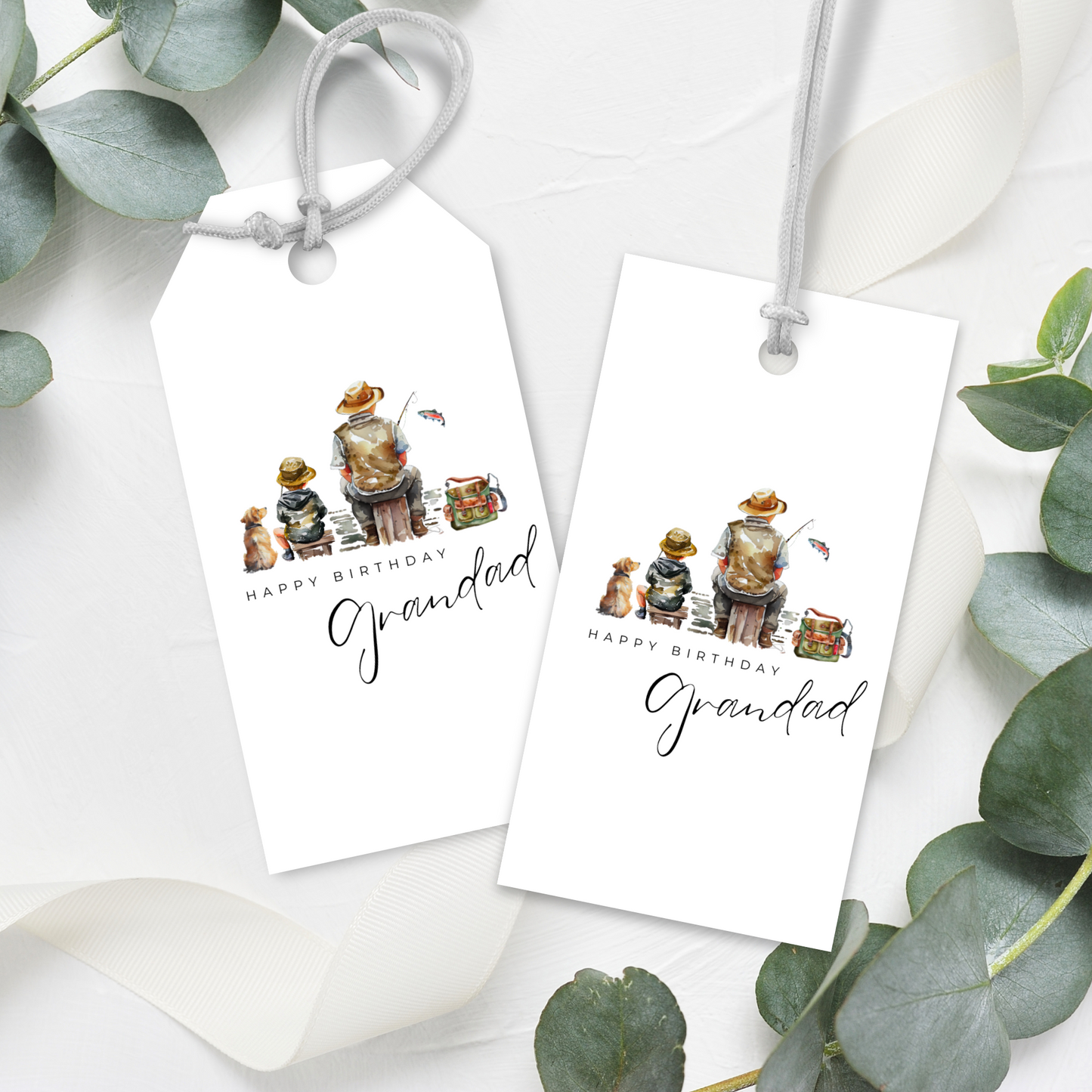 Printable Birthday Gift Tag - Grandad Fishing