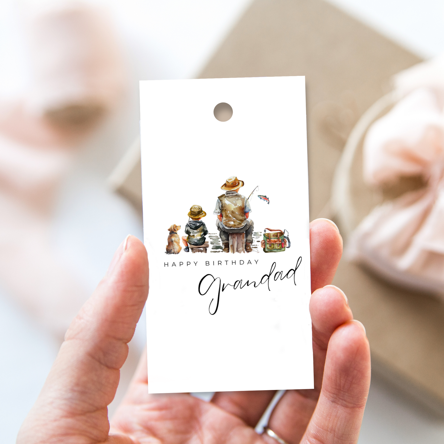 Printable Birthday Gift Tag - Grandad Fishing